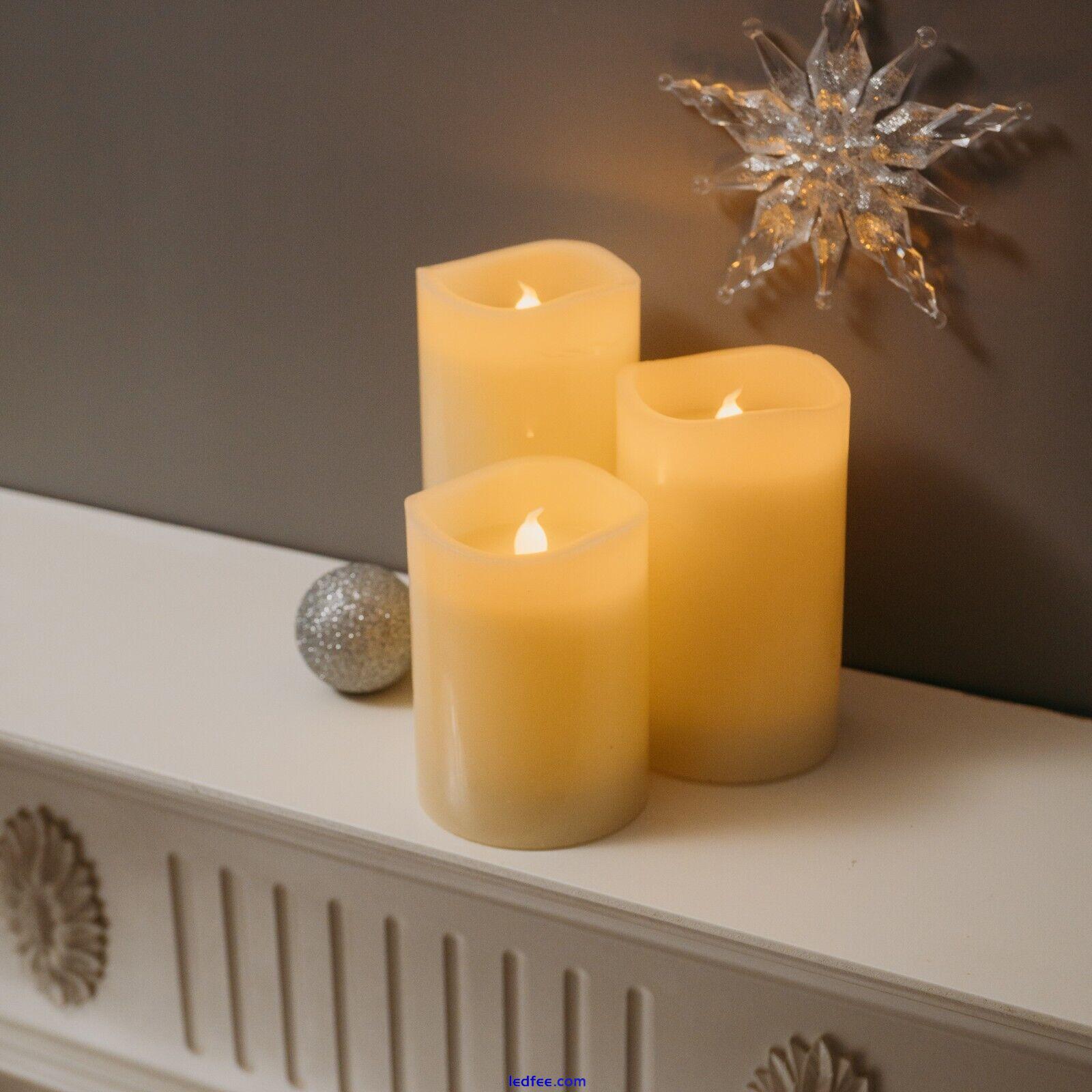 3-Piece Flameless Pillar Candle Set – Flickering LED Candles - Battery Operated 1 