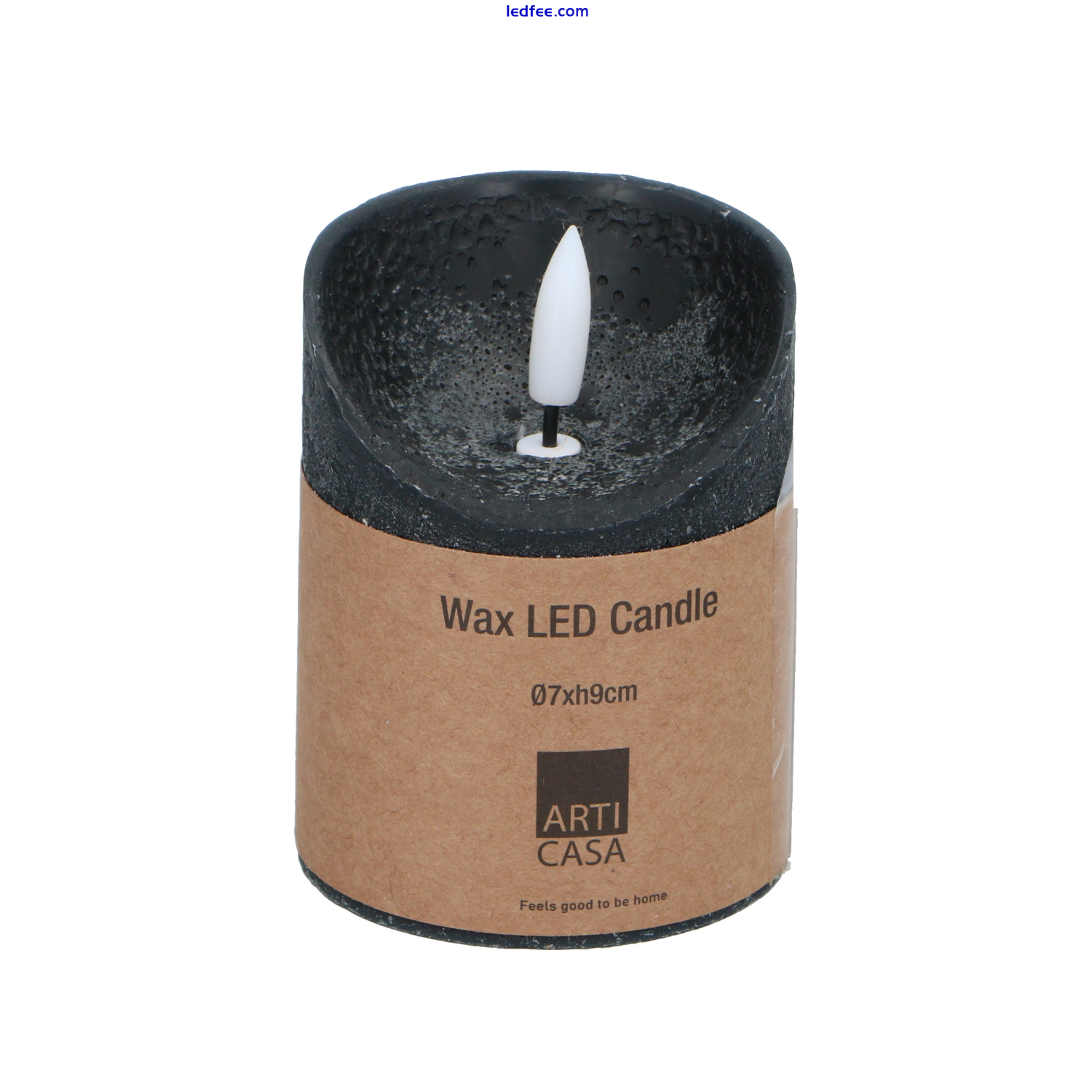 Flameless LED Candle Arti Casa Black Ø7xH9cm Decor Wax Effect Battery Light 0 