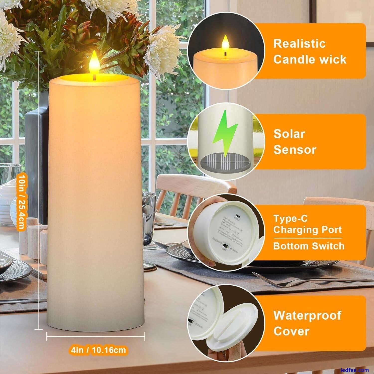 PChero Solar Rechargeable Pillar Candles with Remote, 2pcs LED Flameless Battery 0 