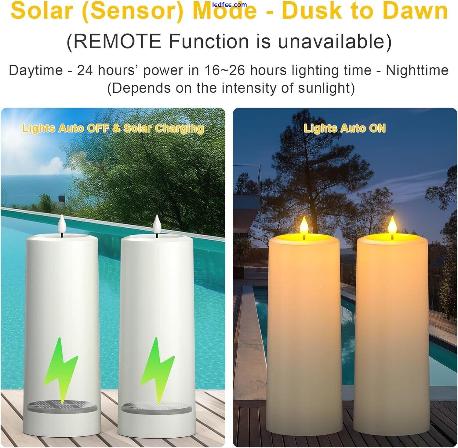 PChero Solar Rechargeable Pillar Candles with Remote, 2pcs LED Flameless Battery 2 