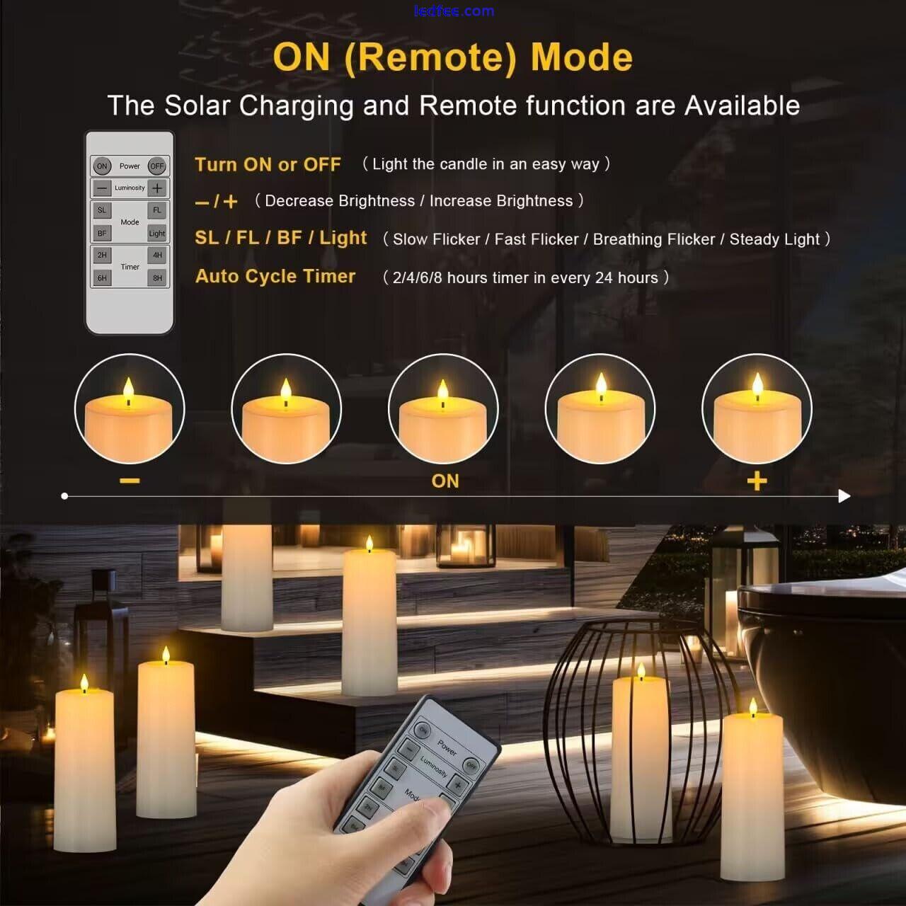 PChero Solar Rechargeable Pillar Candles with Remote, 2pcs LED Flameless Battery 1 