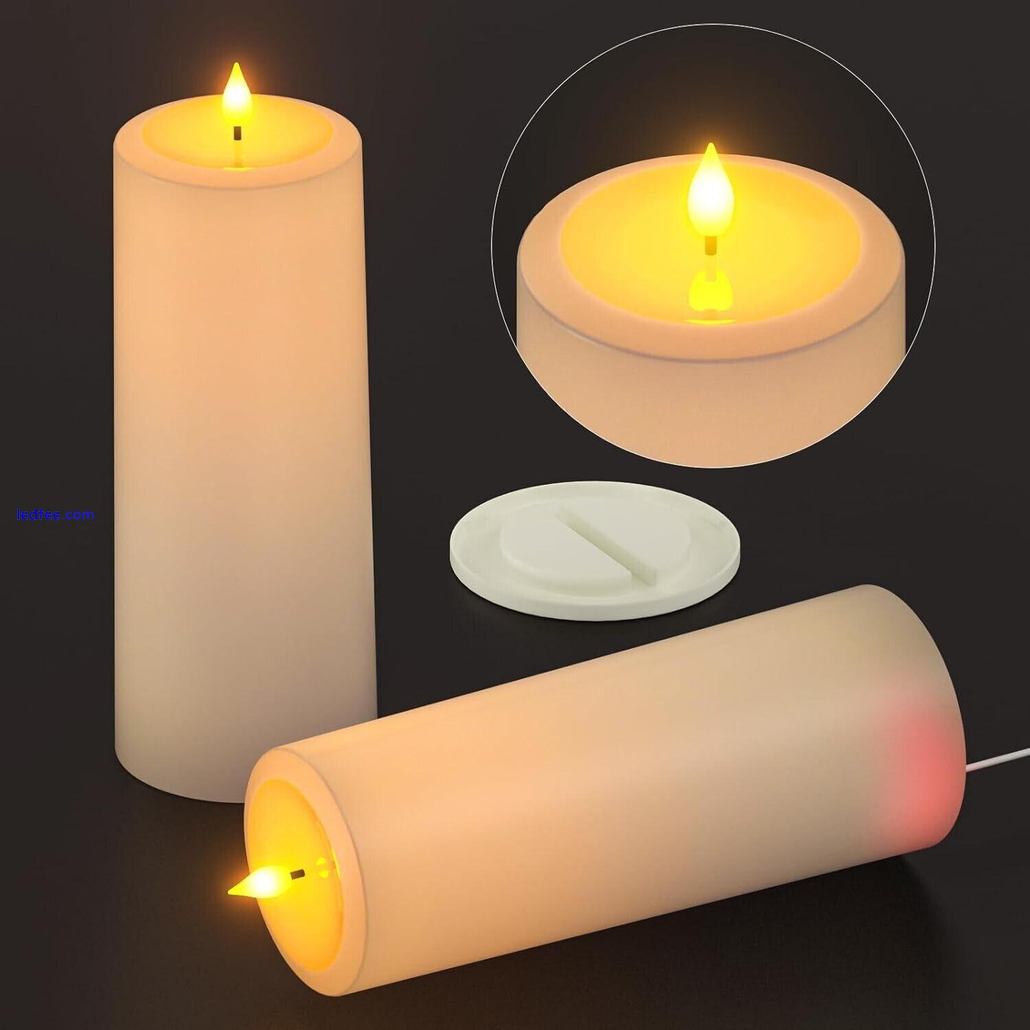 PChero Solar Rechargeable Pillar Candles with Remote, 2pcs LED Flameless Battery 5 