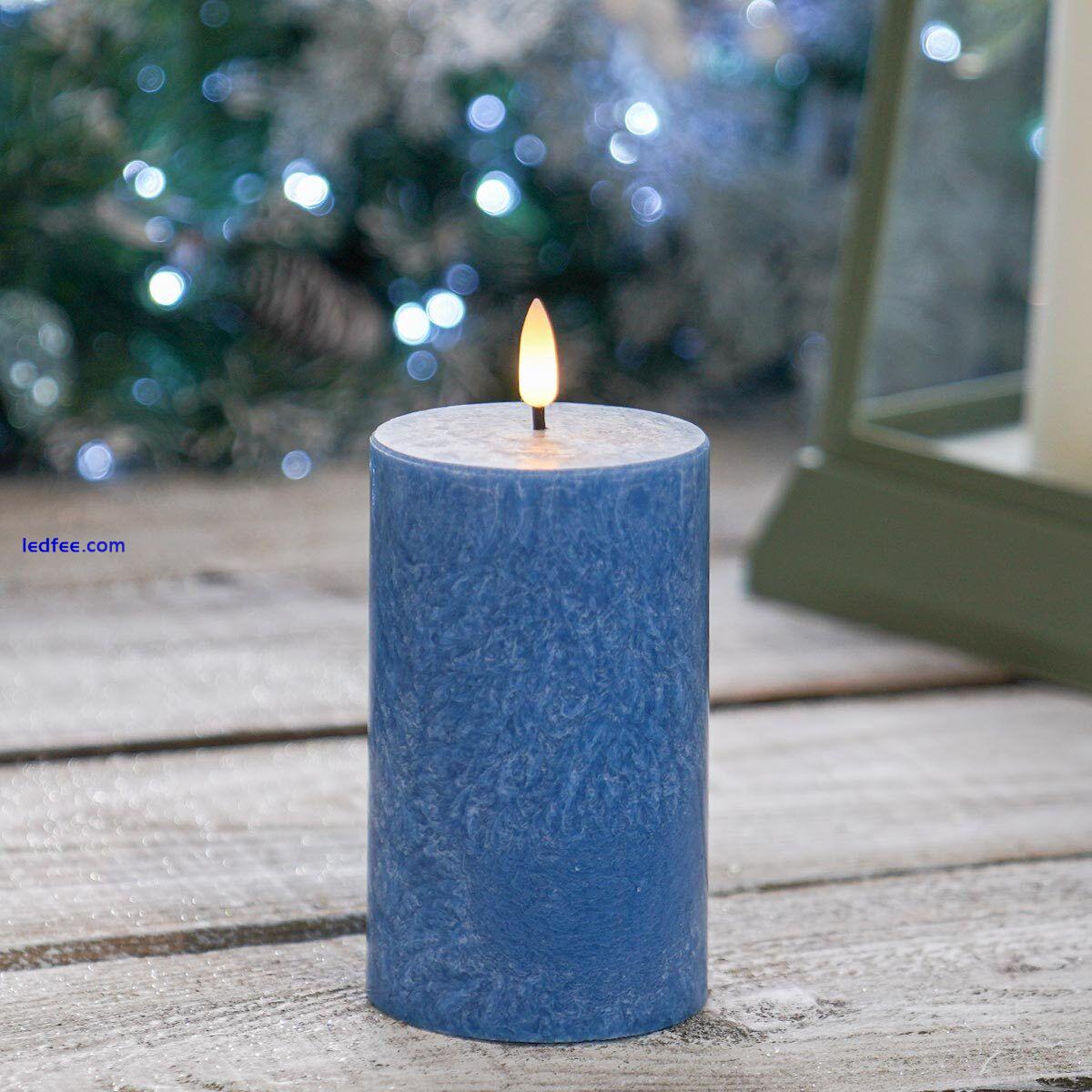 Battery Power LED Blue Marble Real Wax Flameless Flickering Timer Indoor Candles 5 