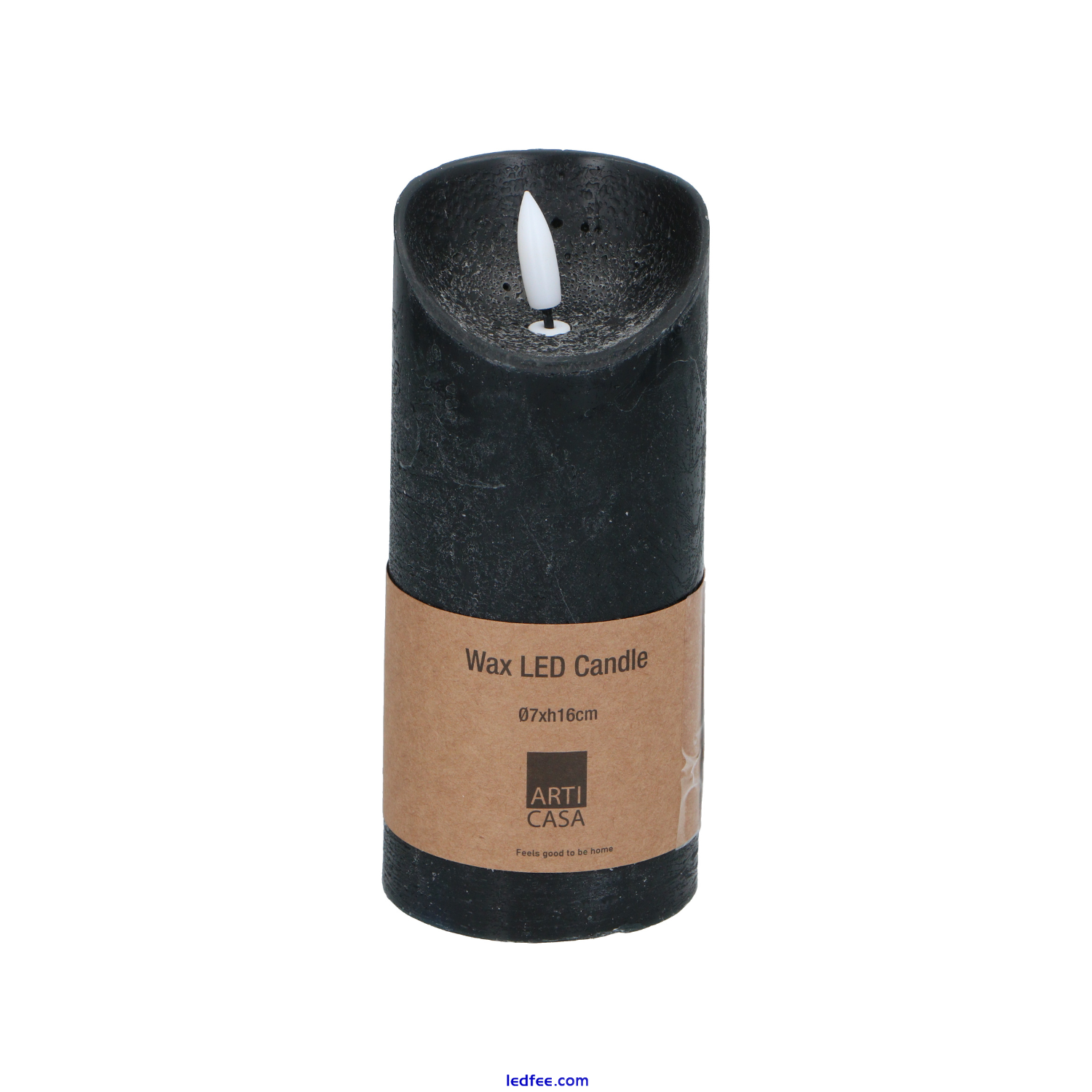Flameless LED Candle Arti Casa Black Ø7xH16cm Decor Wax Effect Battery Light 0 