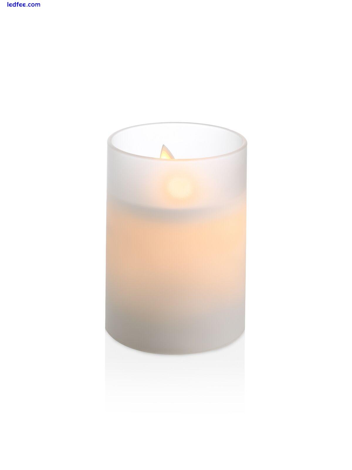Auraglow Frosted Glass Flickering Flameless LED Decorative Candle Safety Flame 2 