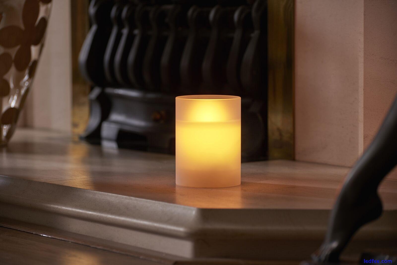 Auraglow Frosted Glass Flickering Flameless LED Decorative Candle Safety Flame 1 