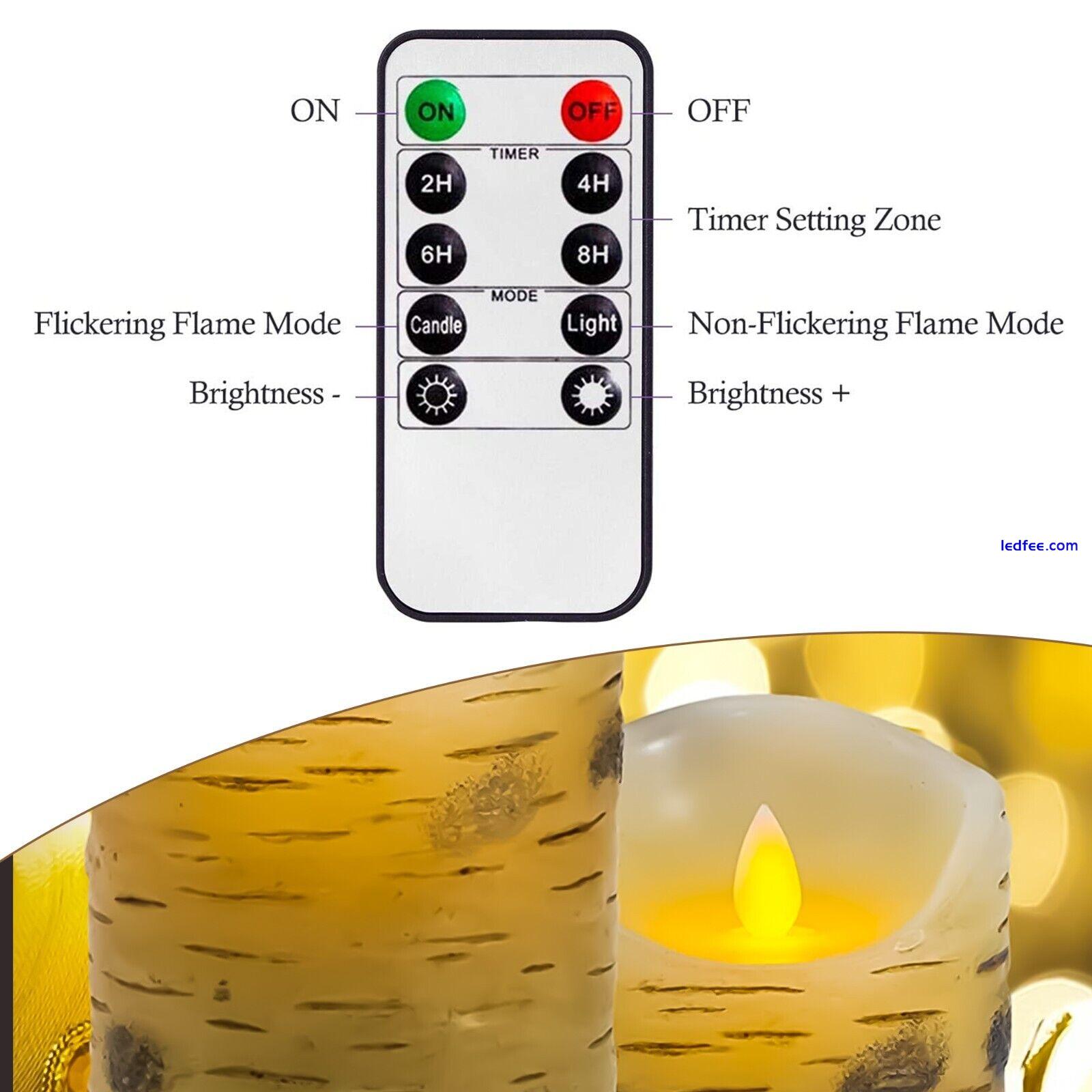3 Set Flickering LED Candles Real Wax Battery Powered Lights Remote Control Lamp 1 
