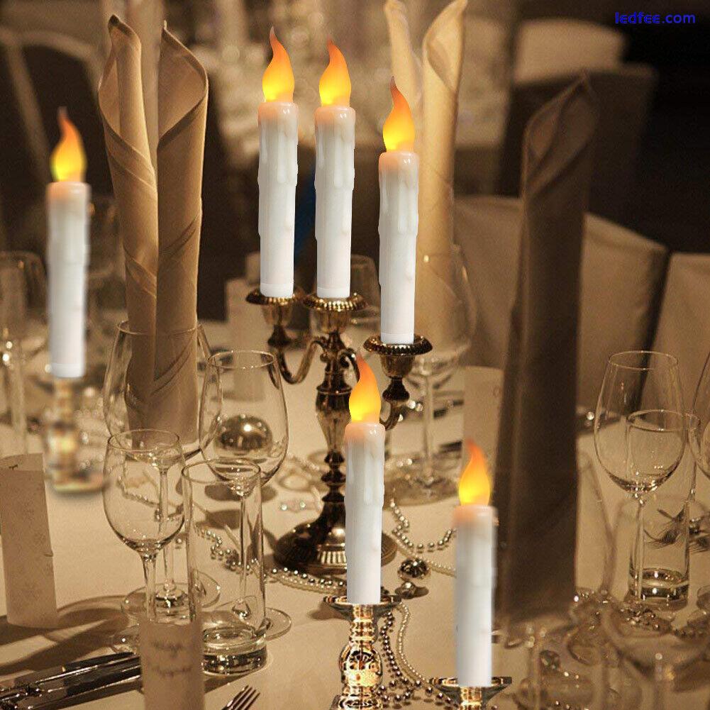 LED Flameless Taper Flickering Battery Operated Candles Lights Party Decor UK 0 