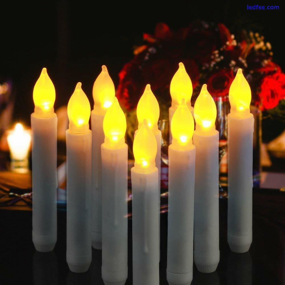 LED Flameless Taper Flickering Battery Operated Candles Lights Party Decor UK 3 