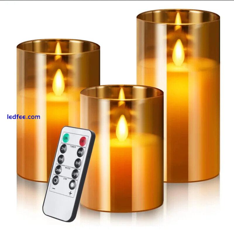 3 pieces/set of LED flameless electric candles, glass wedding party tea lights 0 
