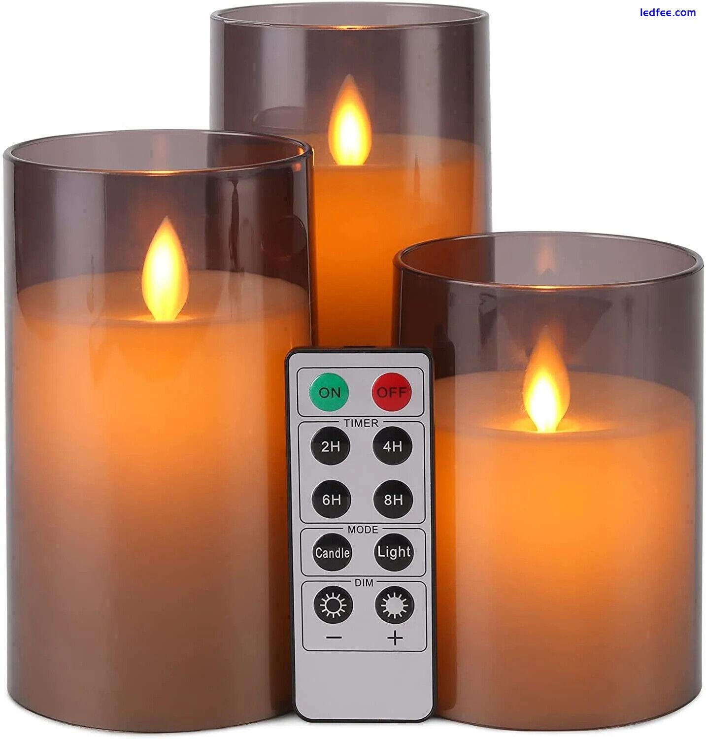 3 pieces/set of LED flameless electric candles, glass wedding party tea lights 5 