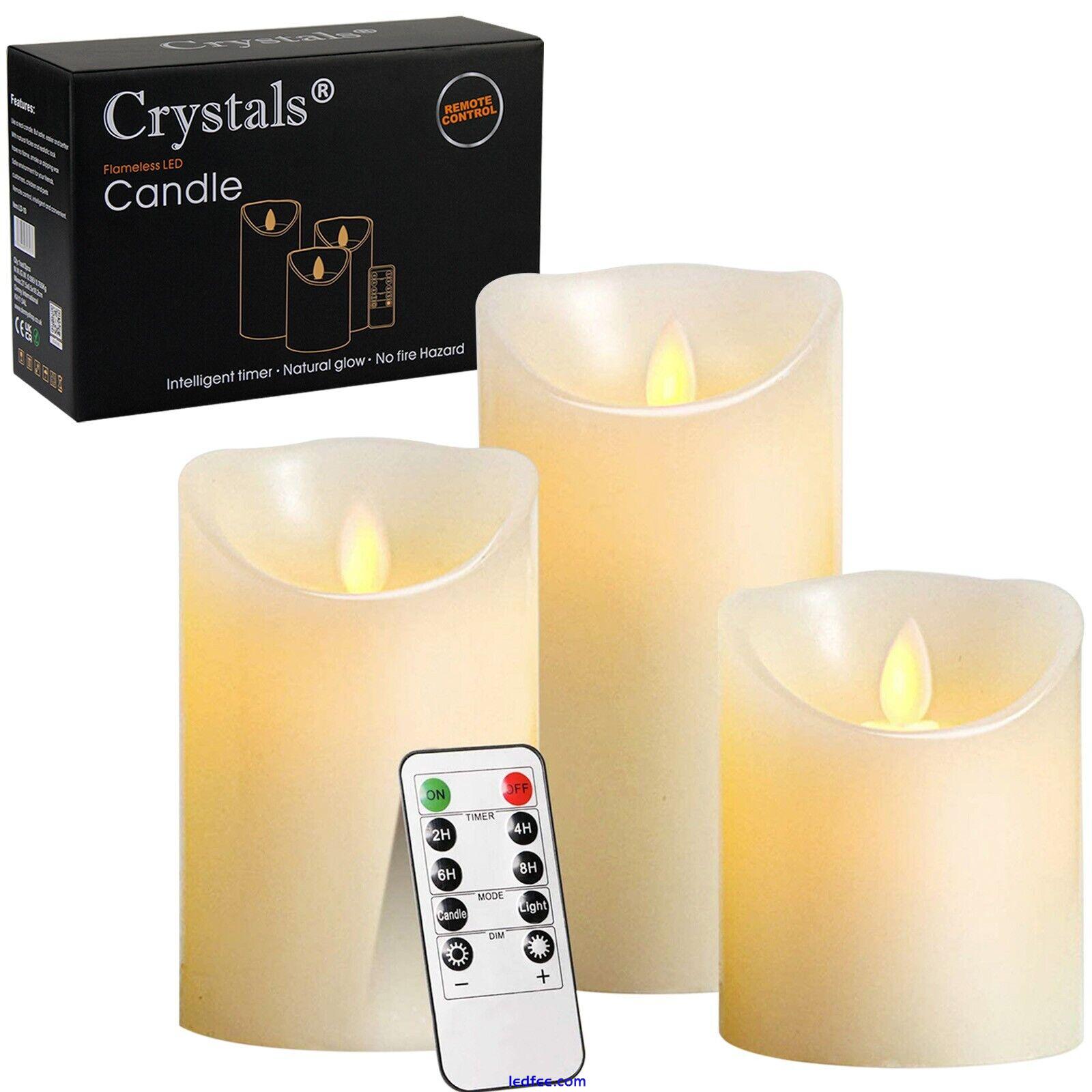 3PC Candle Flameless LED Real Wax Lights White Candles Home Remote Light 0 