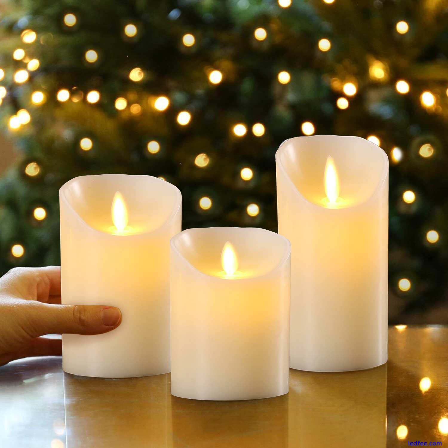 3PC Candle Flameless LED Real Wax Lights White Candles Home Remote Light 2 