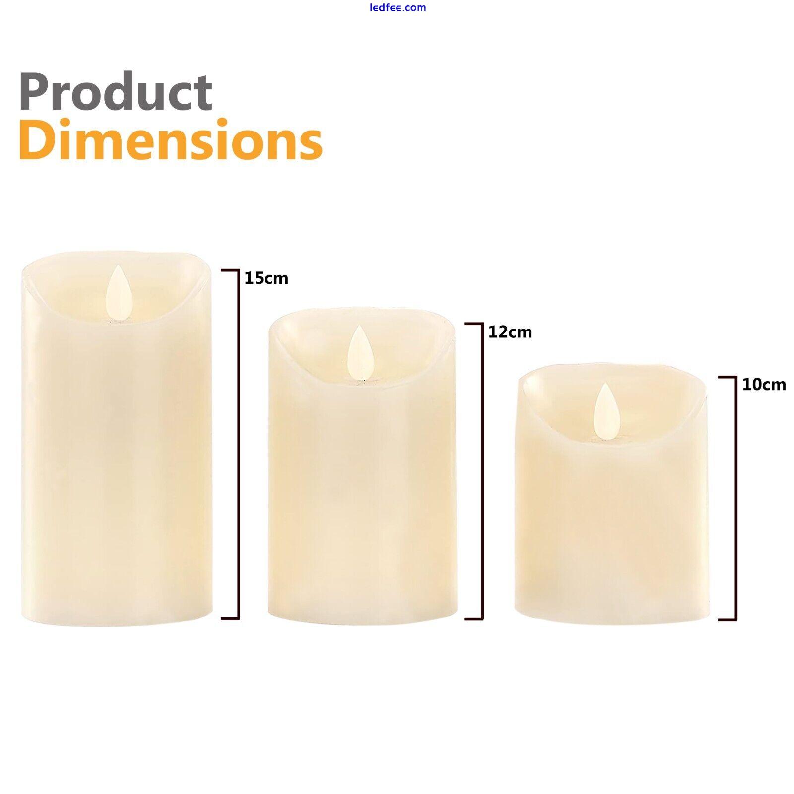 3PC Candle Flameless LED Real Wax Lights White Candles Home Remote Light 5 