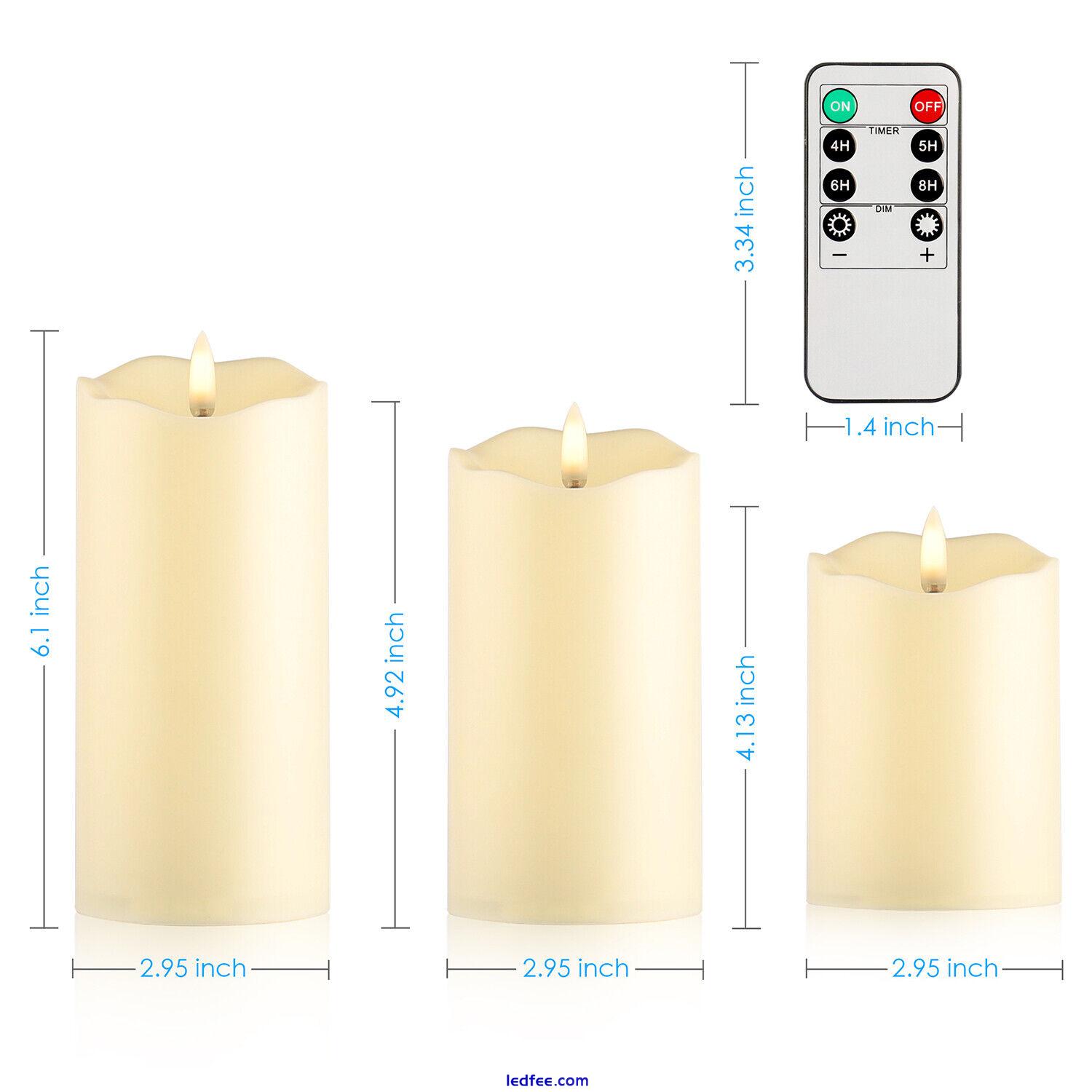 3 x Flickering Flameless LED Candles Battery Powered Remote Control Mood Lights 2 