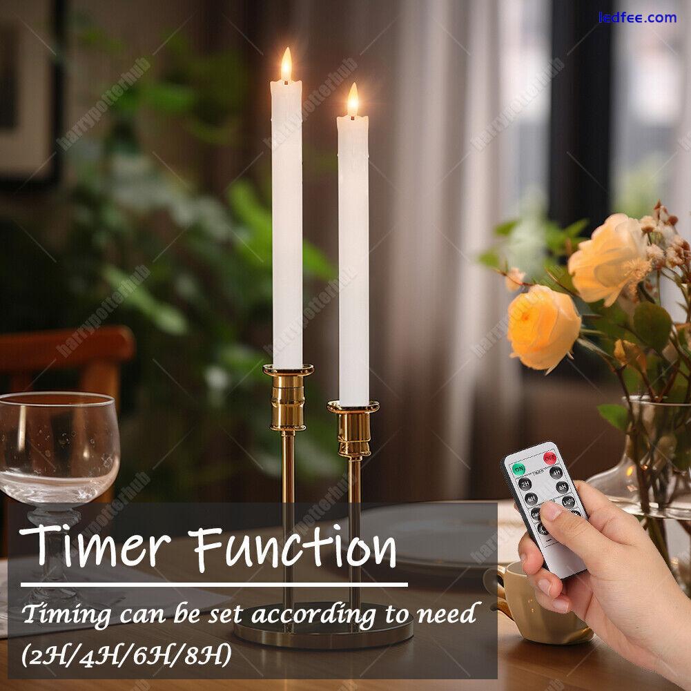 6pcs LED Remote Battery Control Flameless Flickering Taper Timer Candles Lights 2 