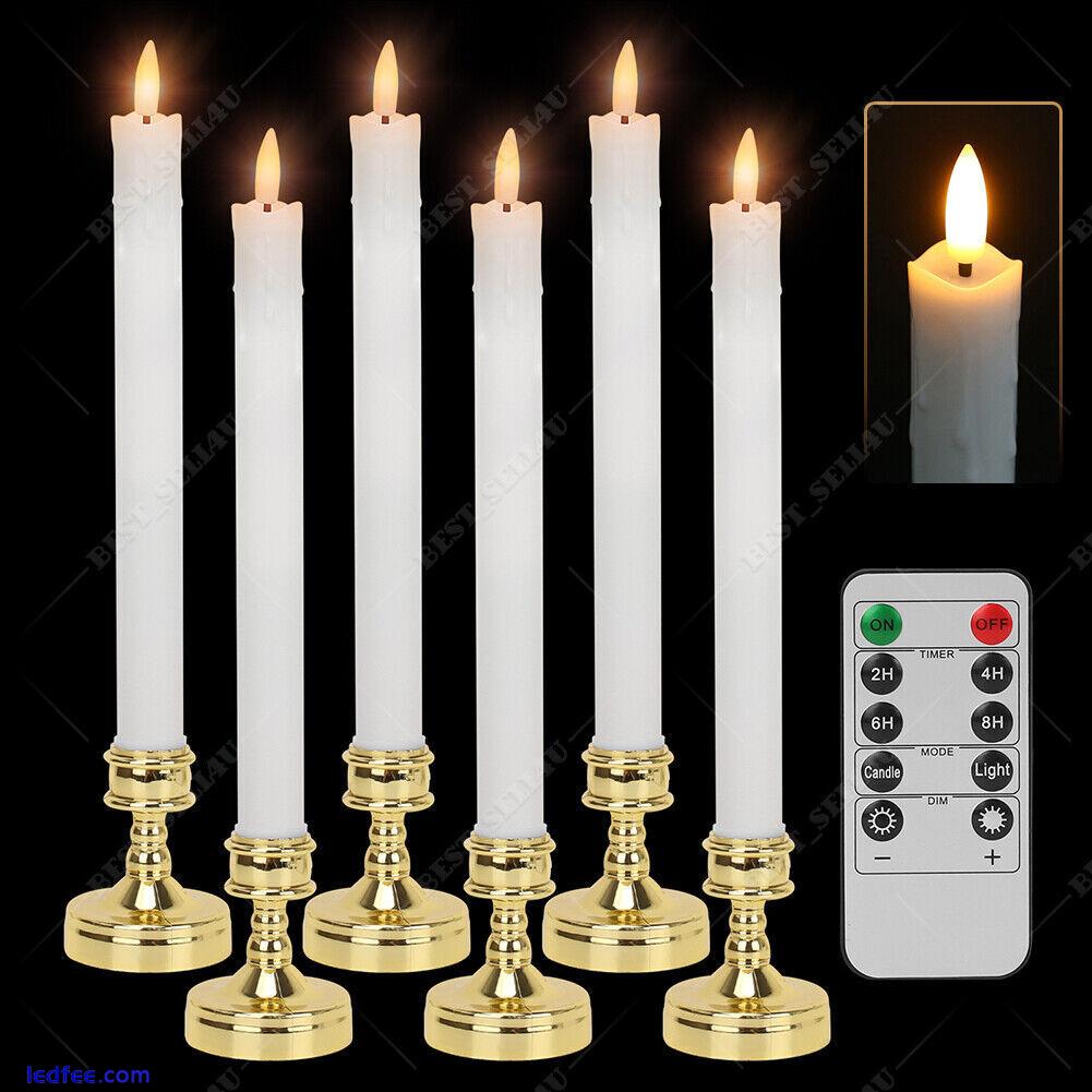 6pcs LED Remote Battery Control Flameless Flickering Taper Timer Candles Lights 1 