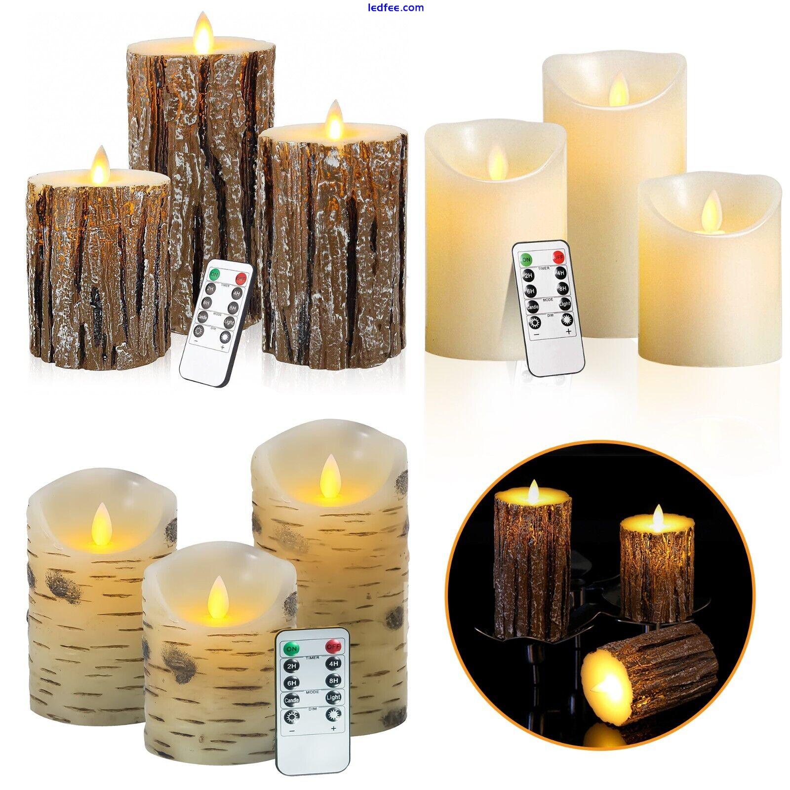 Set of 3 LED Flameless Pillar Candles Flickering Battery Operated With Remote 0 