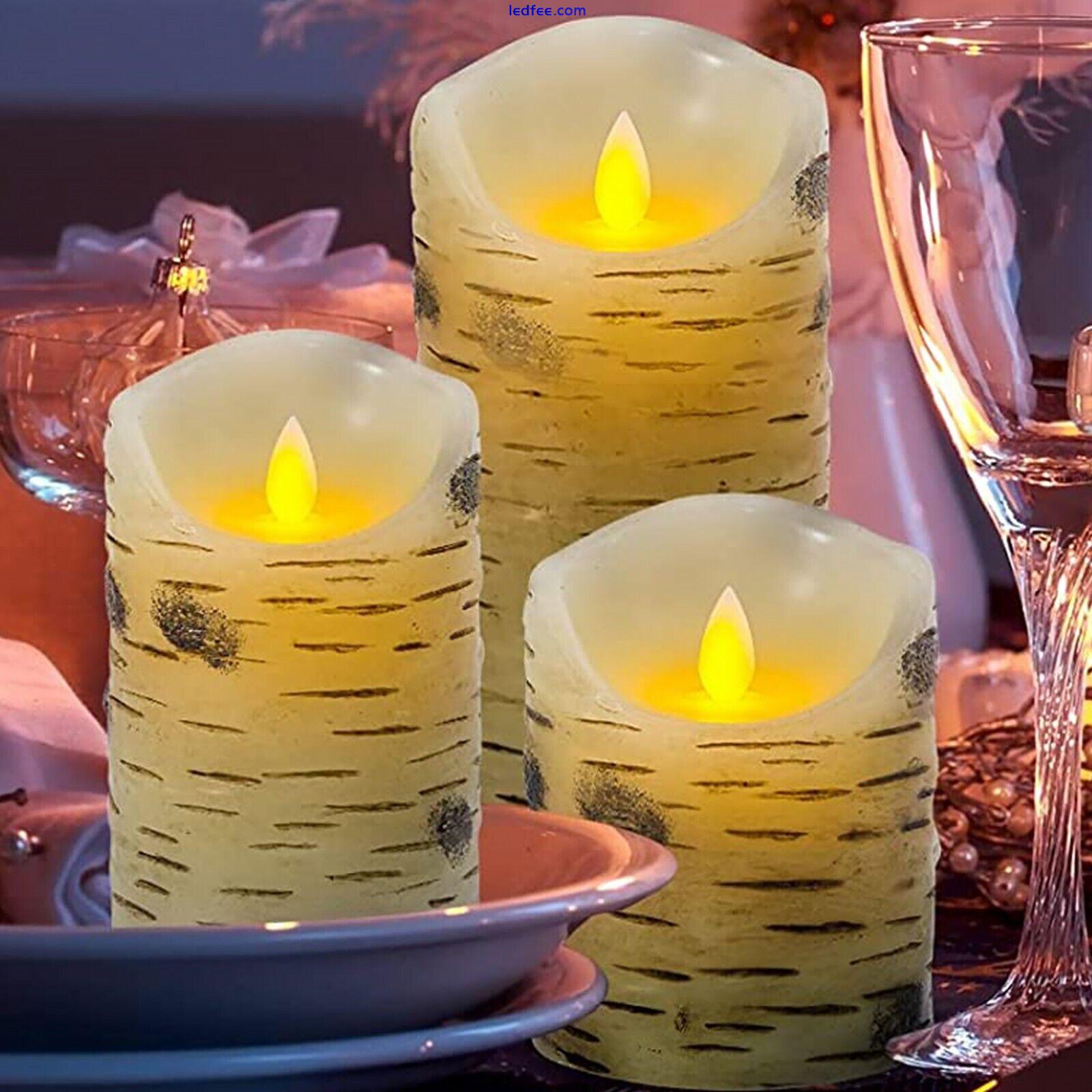 Set of 3 LED Flameless Pillar Candles Flickering Battery Operated With Remote 5 