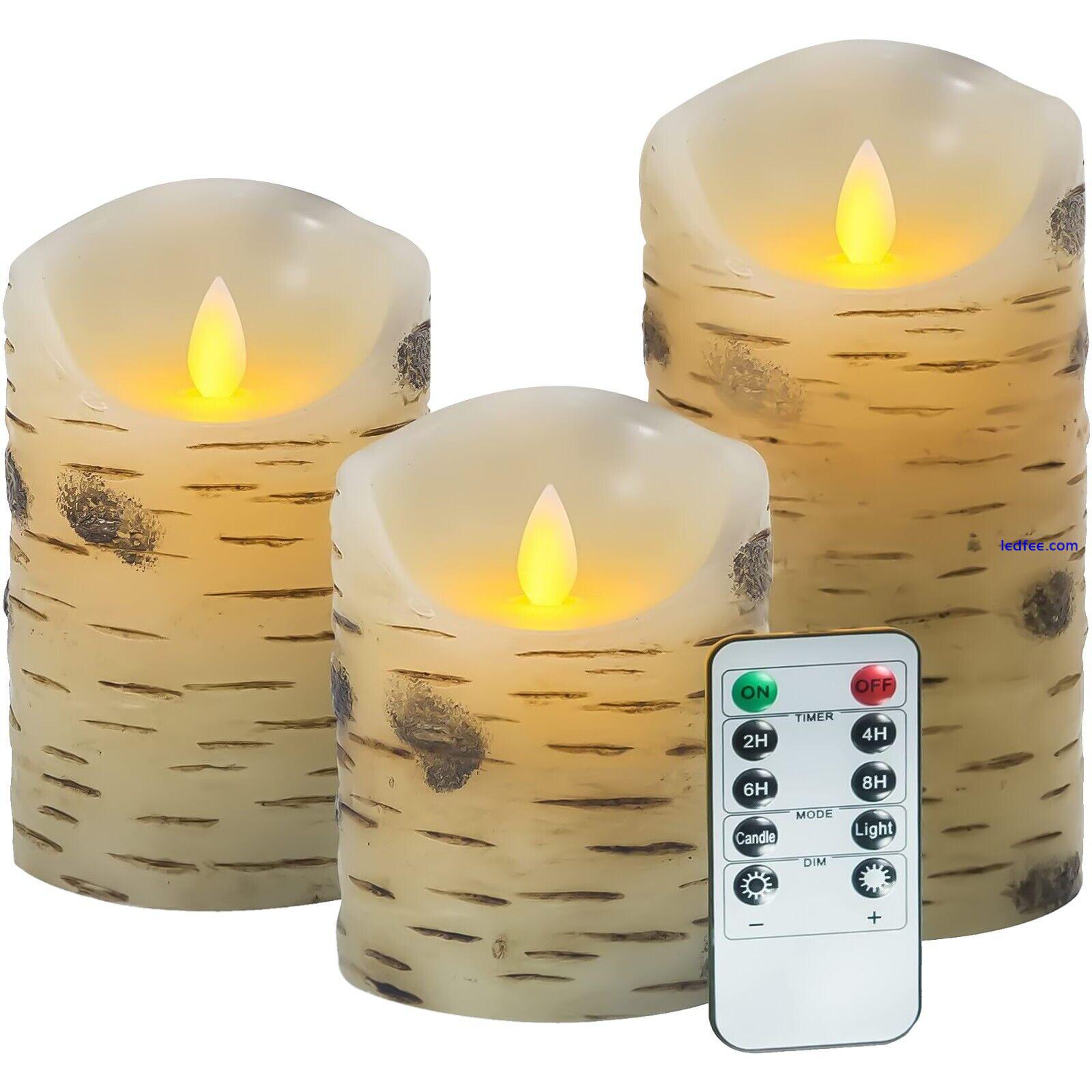 Set of 3 LED Flameless Pillar Candles Flickering Battery Operated With Remote 4 