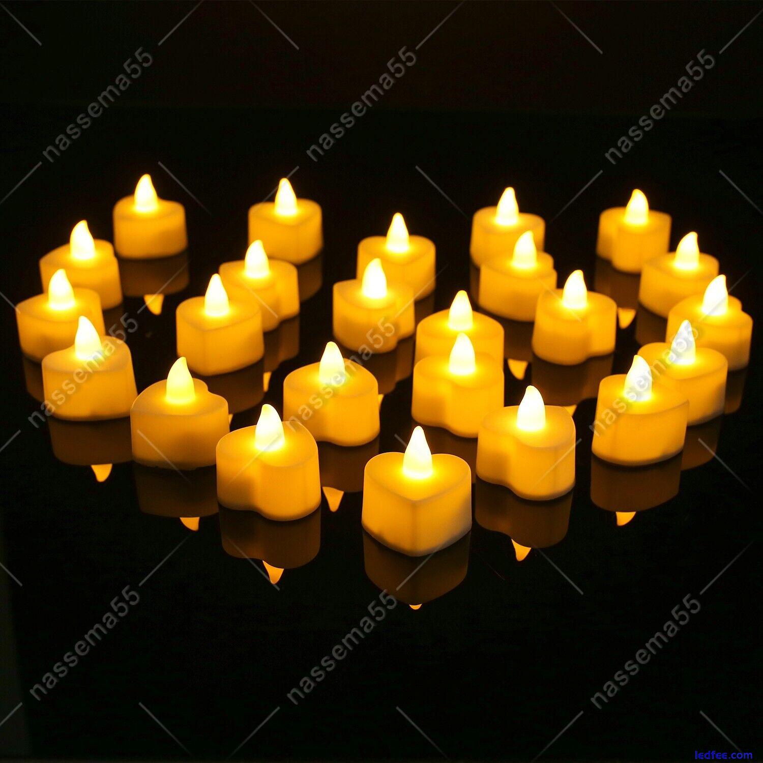 24PCS Led Tea Lights Heart Candles LED FLAMELESS Battery Operated Wedding XMAS 2 