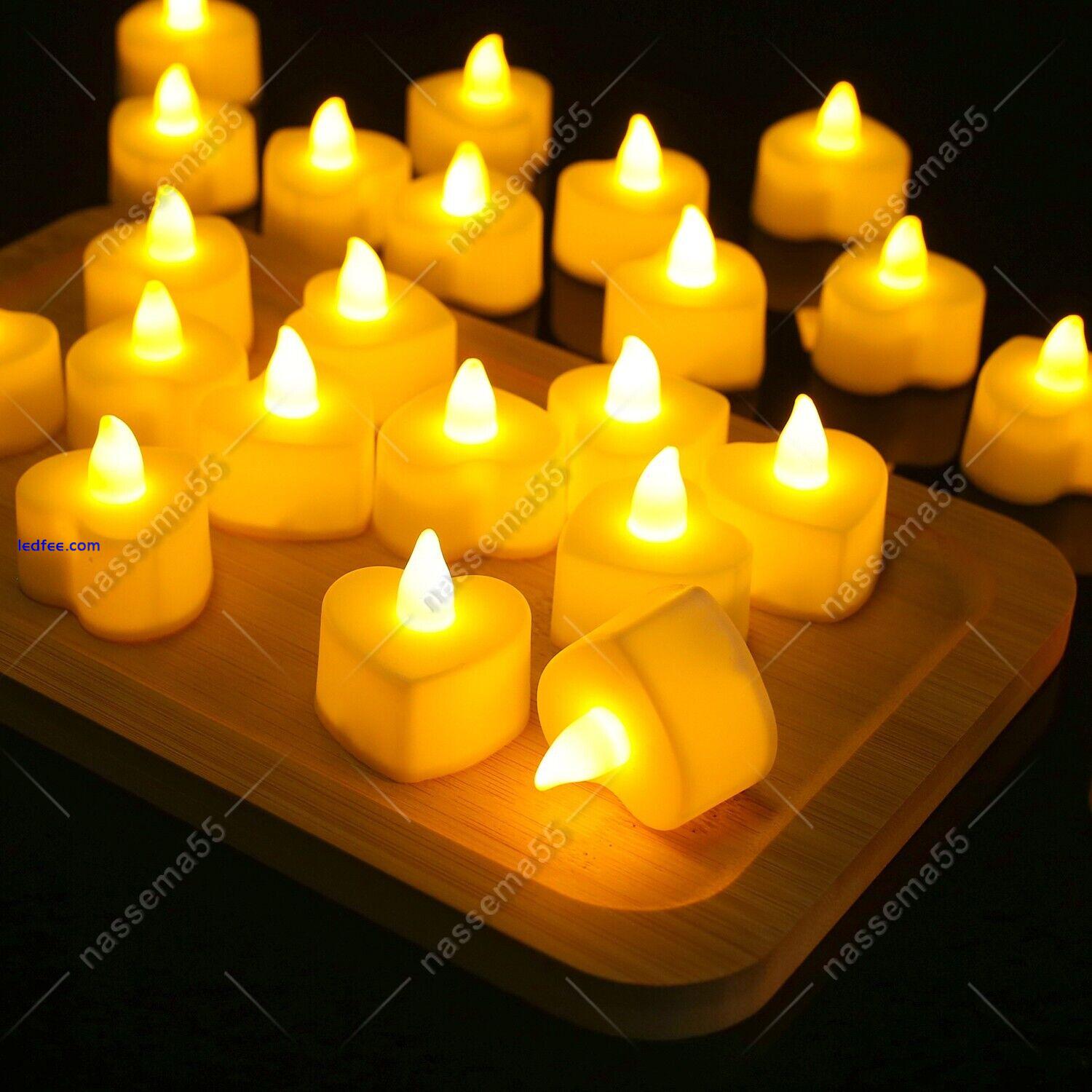 24PCS Led Tea Lights Heart Candles LED FLAMELESS Battery Operated Wedding XMAS 3 