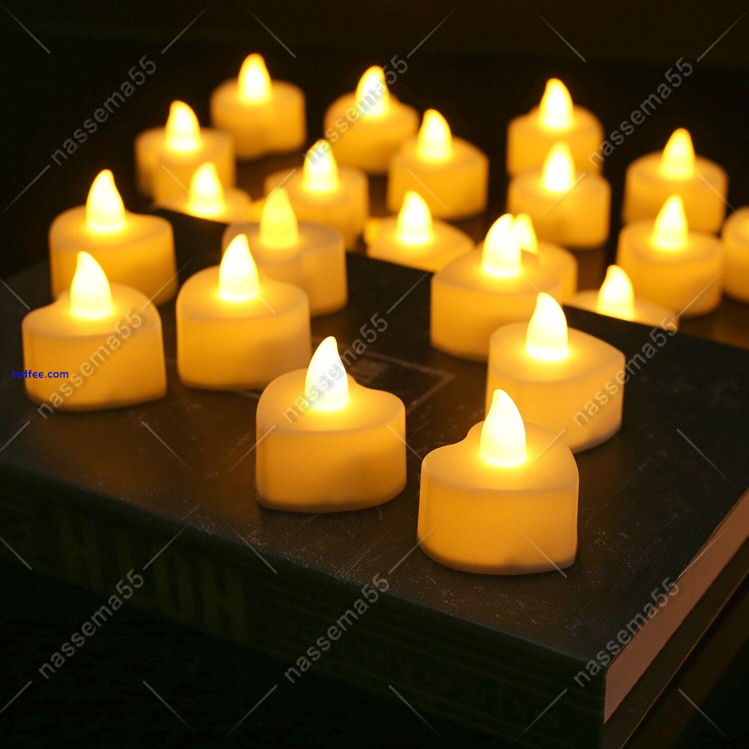 24PCS Led Tea Lights Heart Candles LED FLAMELESS Battery Operated Wedding XMAS 4 