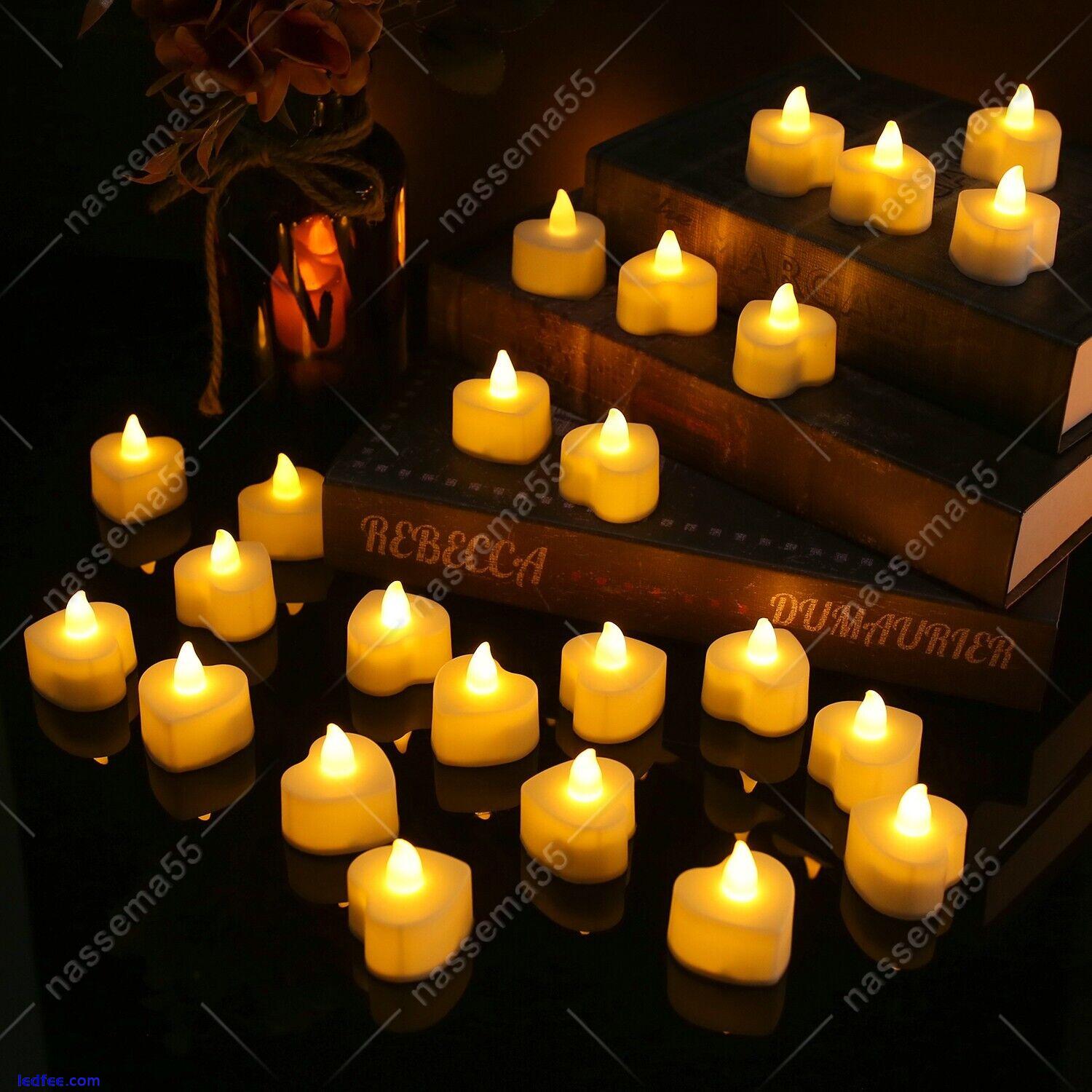 24PCS Led Tea Lights Heart Candles LED FLAMELESS Battery Operated Wedding XMAS 5 