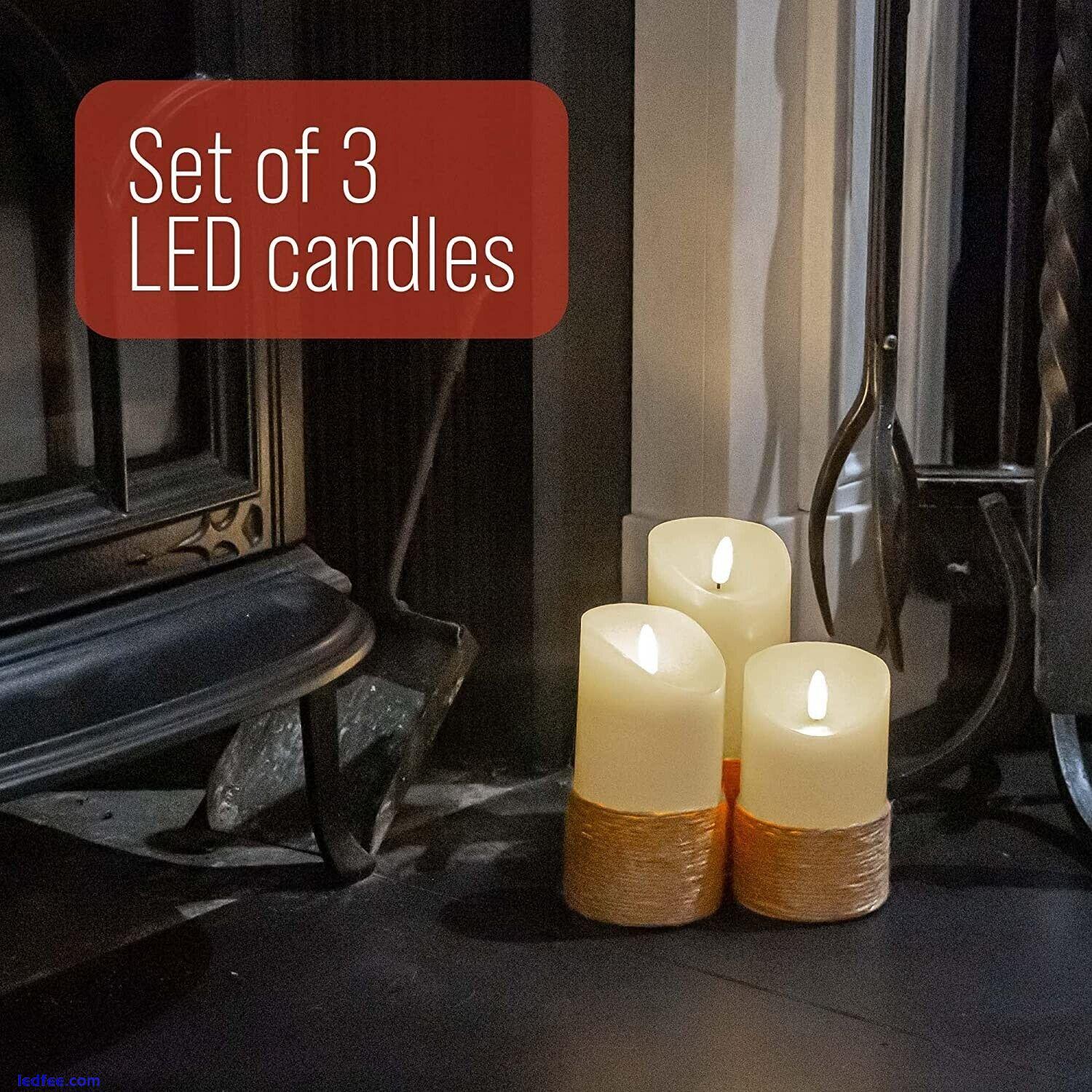  LED Candles Flickering with Rope Design LED Flame Candle with Remote (Set of 3) 2 
