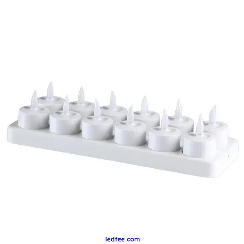 12 Rechargeable LED Candles Flameless Tea Lights Valentine's Day Home 2 