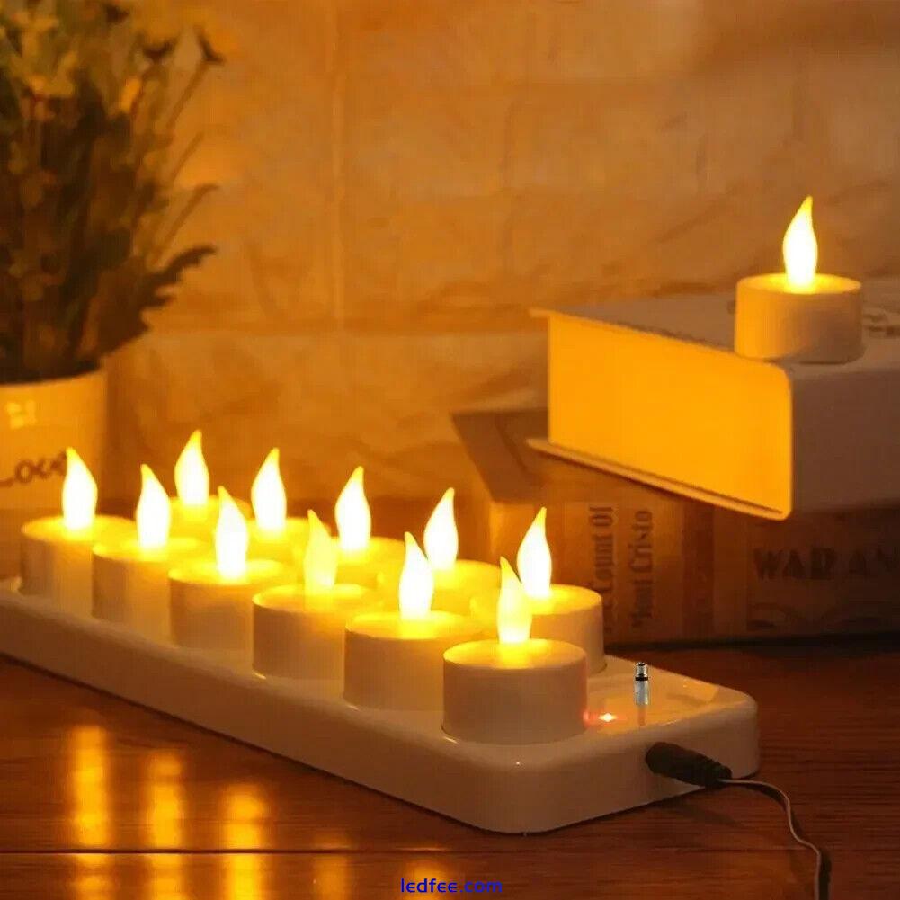 12 Rechargeable LED Candles Flameless Tea Lights Valentine's Day Home 0 