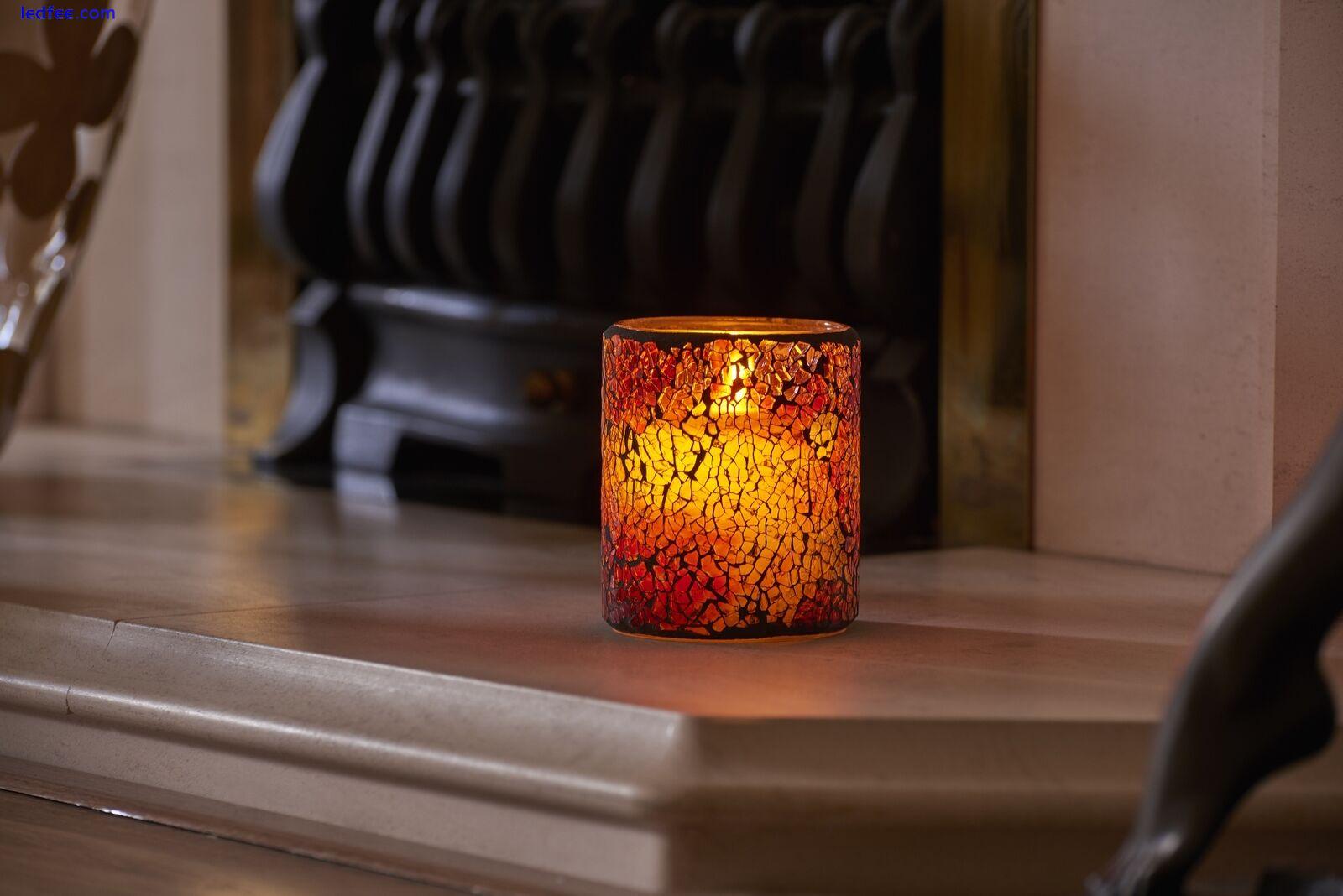 Auraglow Mosaic Glass Flickering Flameless LED Decorative Candle Safety Flame 1 