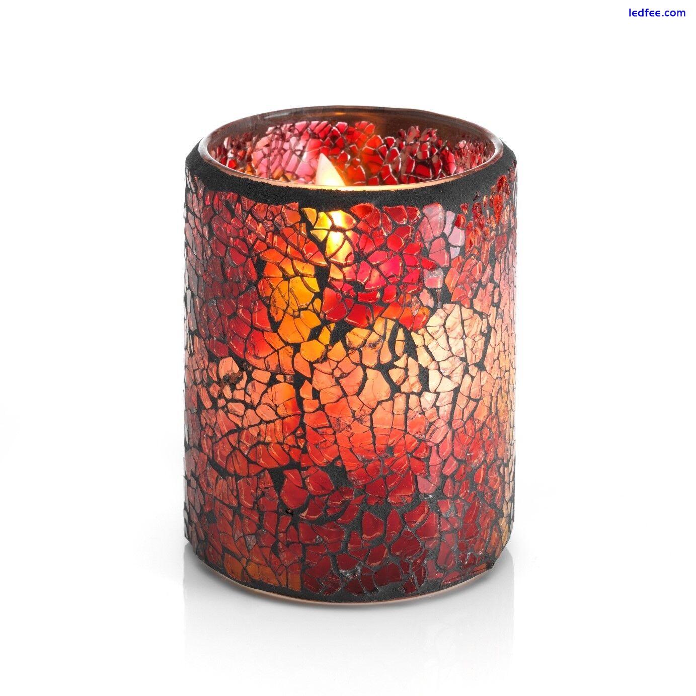 Auraglow Mosaic Glass Flickering Flameless LED Decorative Candle Safety Flame 2 