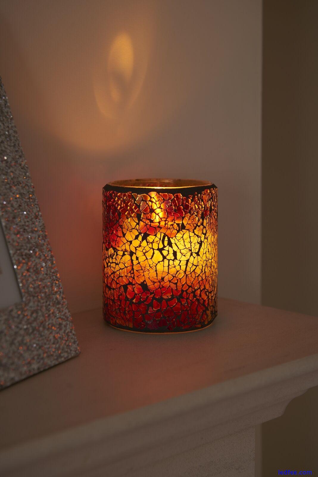 Auraglow Mosaic Glass Flickering Flameless LED Decorative Candle Safety Flame 0 