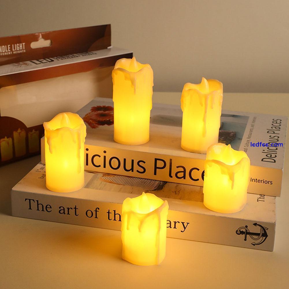 3 Pcs Battery Power LED Flameless Flickering Wax Candles Home Decor4 Pillar T3K1 3 