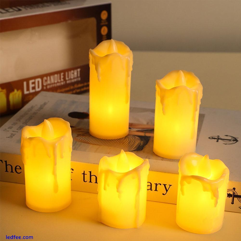 3 Pcs Battery Power LED Flameless Flickering Wax Candles Home Decor4 Pillar T3K1 5 