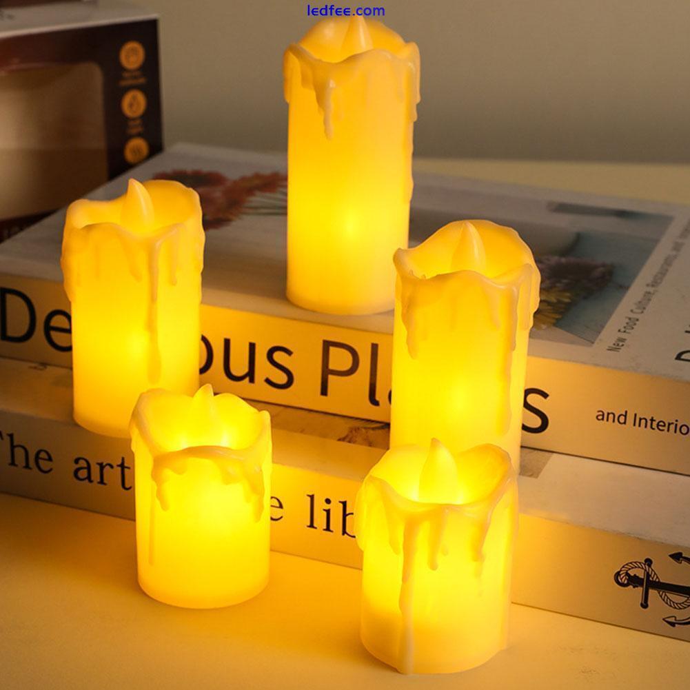 3 Pcs Battery Power LED Flameless Flickering Wax Candles Home Decor4 Pillar T3K1 4 