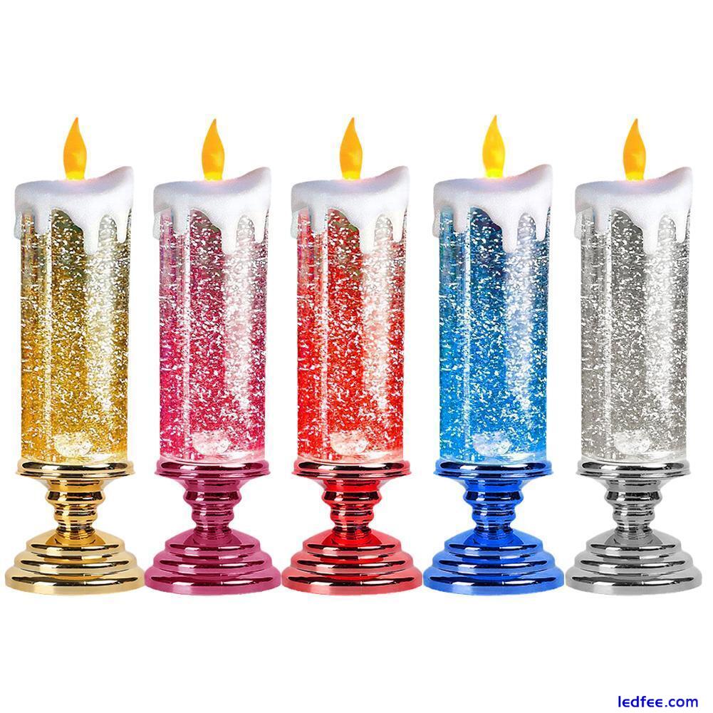 LED Candle Swirling Glitter Flameless Waterproof Party Christmas Home Decors 3 