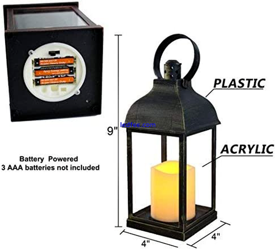 Decorative Lantern with Flameless LED Candle Light,  Candle 6Hours On/Off/Timer 0 