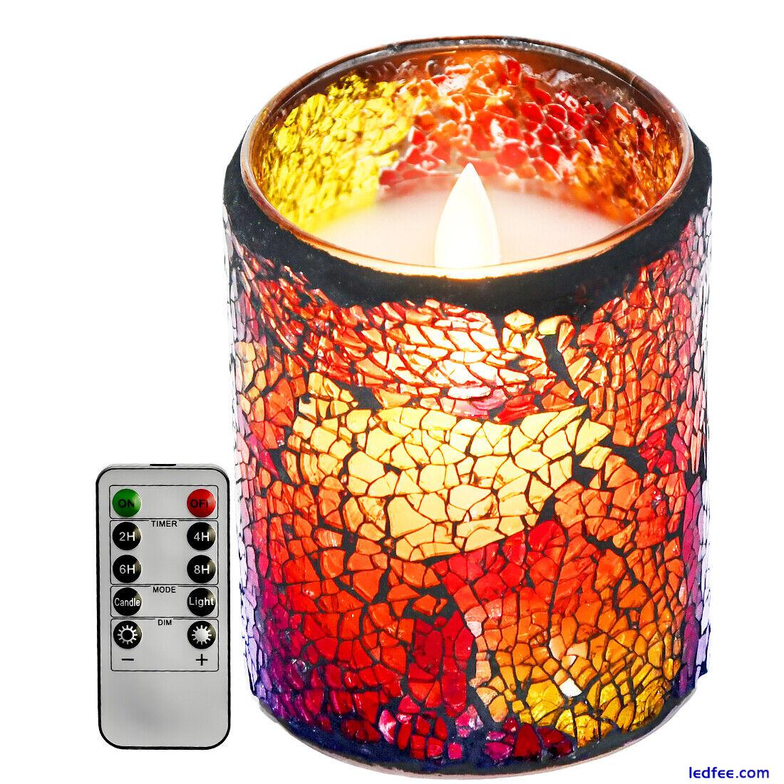 Mosaic LED  Candles, Battery Operated Pillar  Candles ,Amazing Realistic Flame 4 