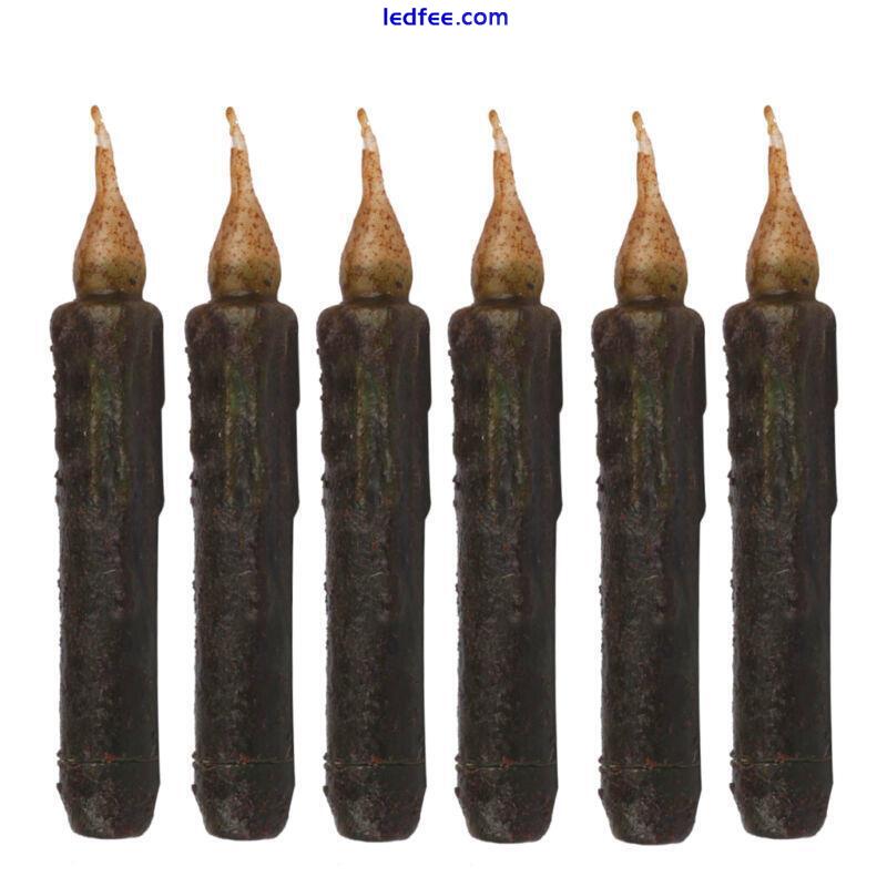Set of 4 Vintage Black Wax LED Taper Candles Flameless Pillar 170mm 0 