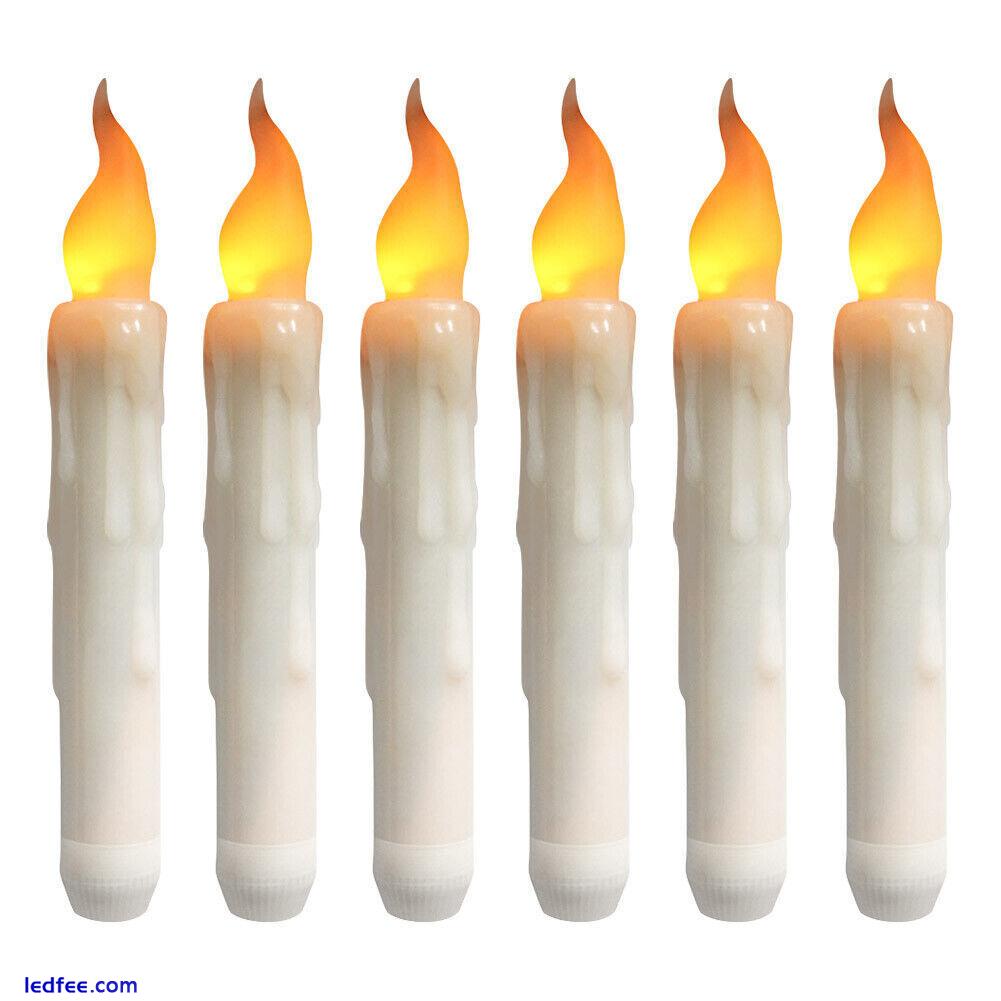 12X LED Flameless Taper Flickering Battery Operated Candles Lights Party Decor 1 