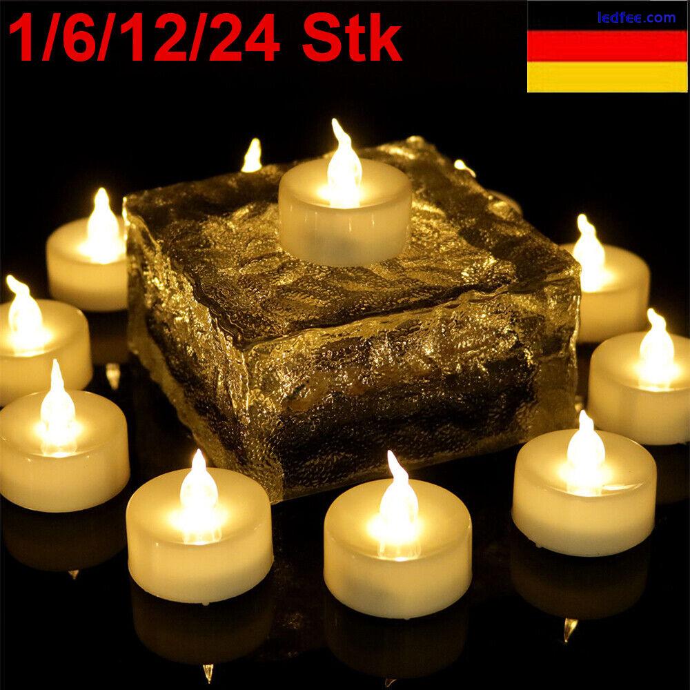 24x flammenlose LED-Teelichter flackern romantische Hochzeitsfeier-Dekoration DE 0 