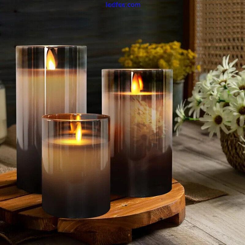 3 pieces/set of LED flameless electric candles, glass wedding party tea lights 3 
