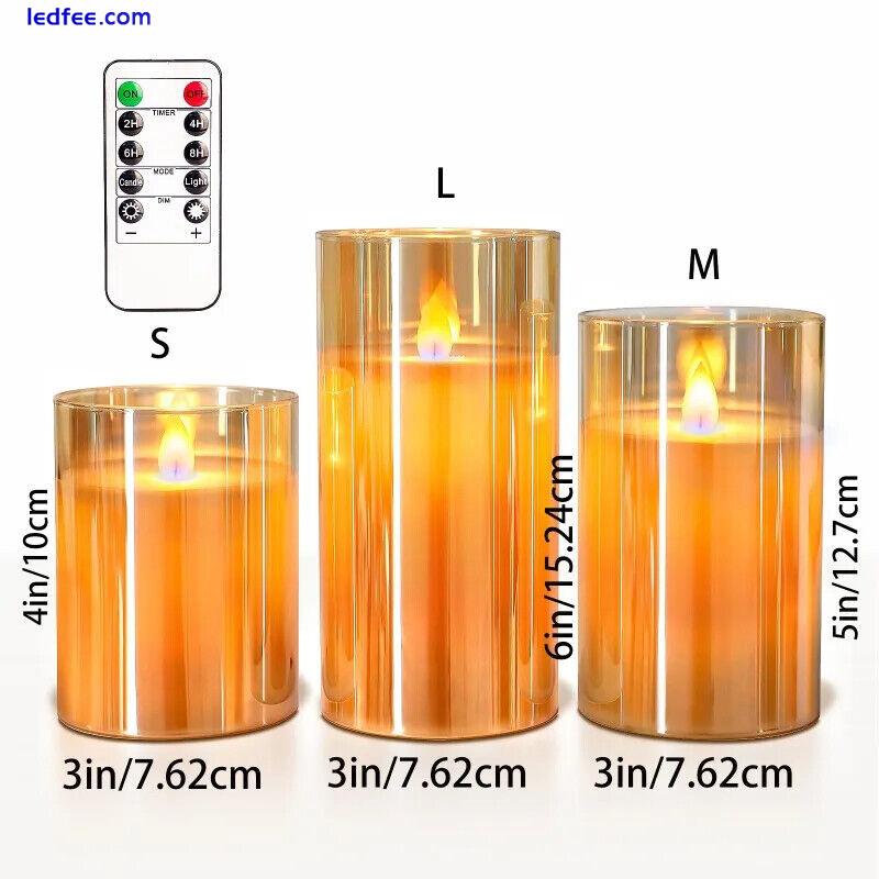3 pieces/set of LED flameless electric candles, glass wedding party tea lights 1 
