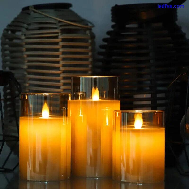 3 pieces/set of LED flameless electric candles, glass wedding party tea lights 2 
