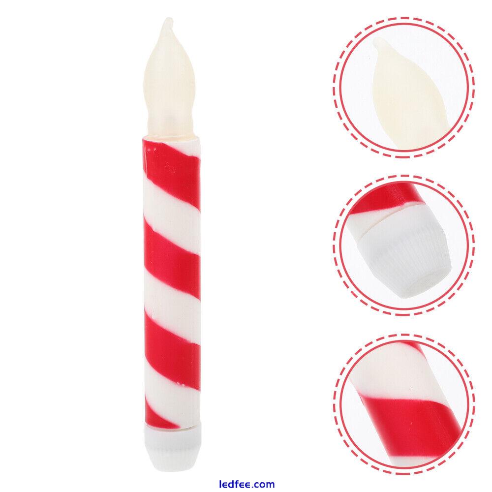  6 Pcs Fake Candle Xmas LED Taper Candles White Red Spiral Battery 0 