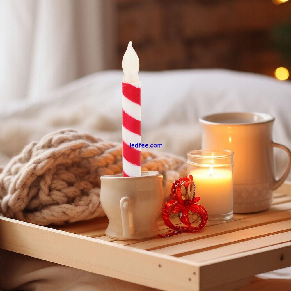  6 Pcs Fake Candle Xmas LED Taper Candles White Red Spiral Battery 3 
