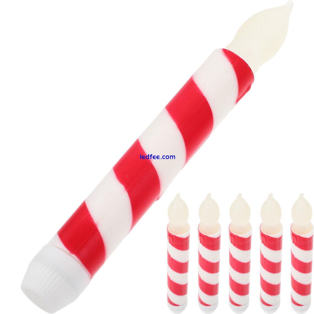  6 Pcs Fake Candle Xmas LED Taper Candles White Red Spiral Battery 2 