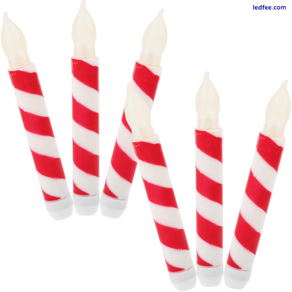  6 Pcs Fake Candle Xmas LED Taper Candles White Red Spiral Battery 5 